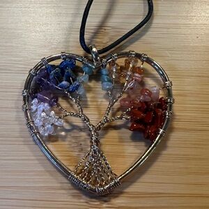 Multicolor Tree of Life Heart Pendant Necklace - Women Jewelry